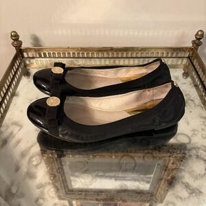 Michael‎ Michael Kors Ballet Flats Shoes Womens Size 7 Black Leather Bow Cap Toe